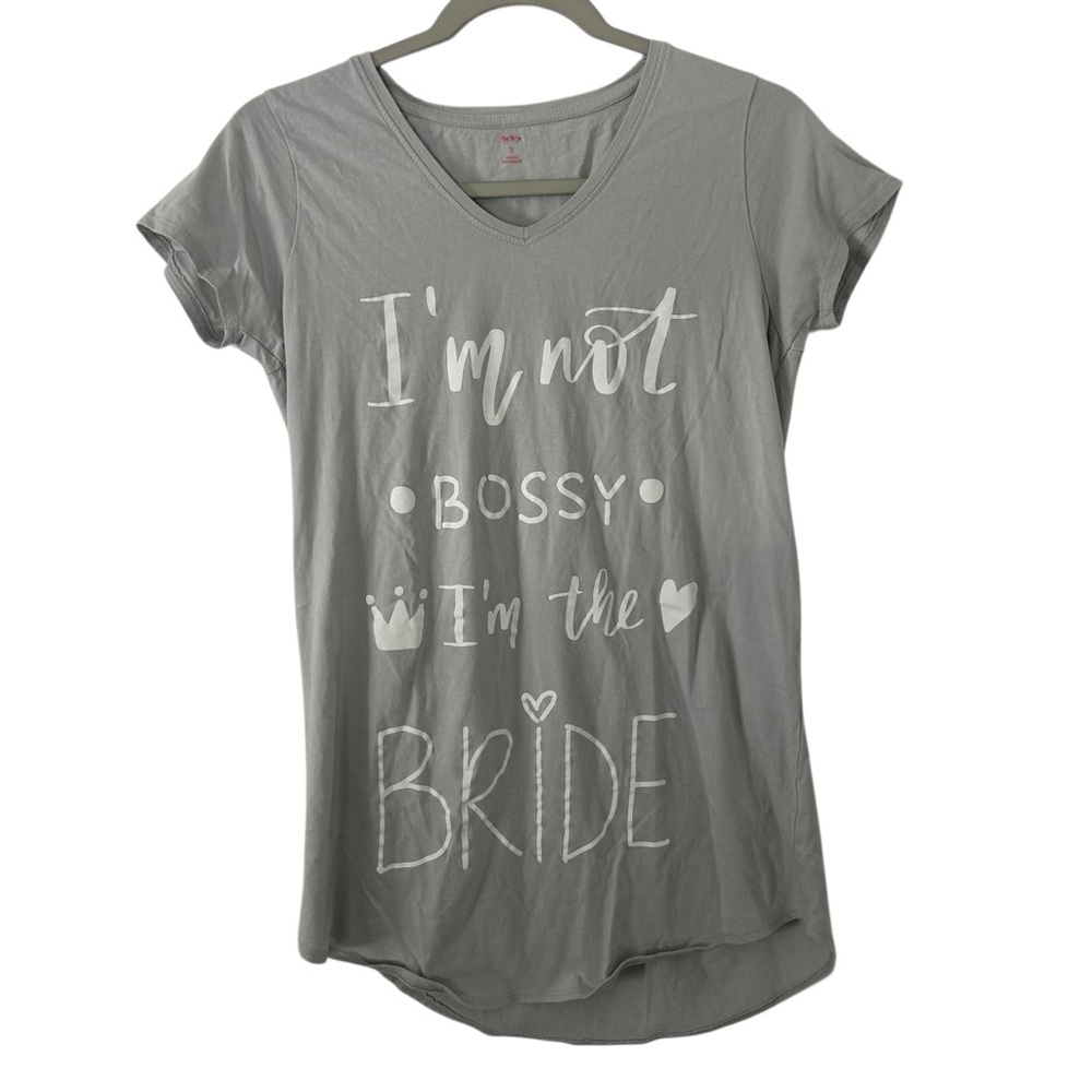 Gray Bride Top Wedding Shirt Bossy Scoop Neck Design Women’s Size Small Style!